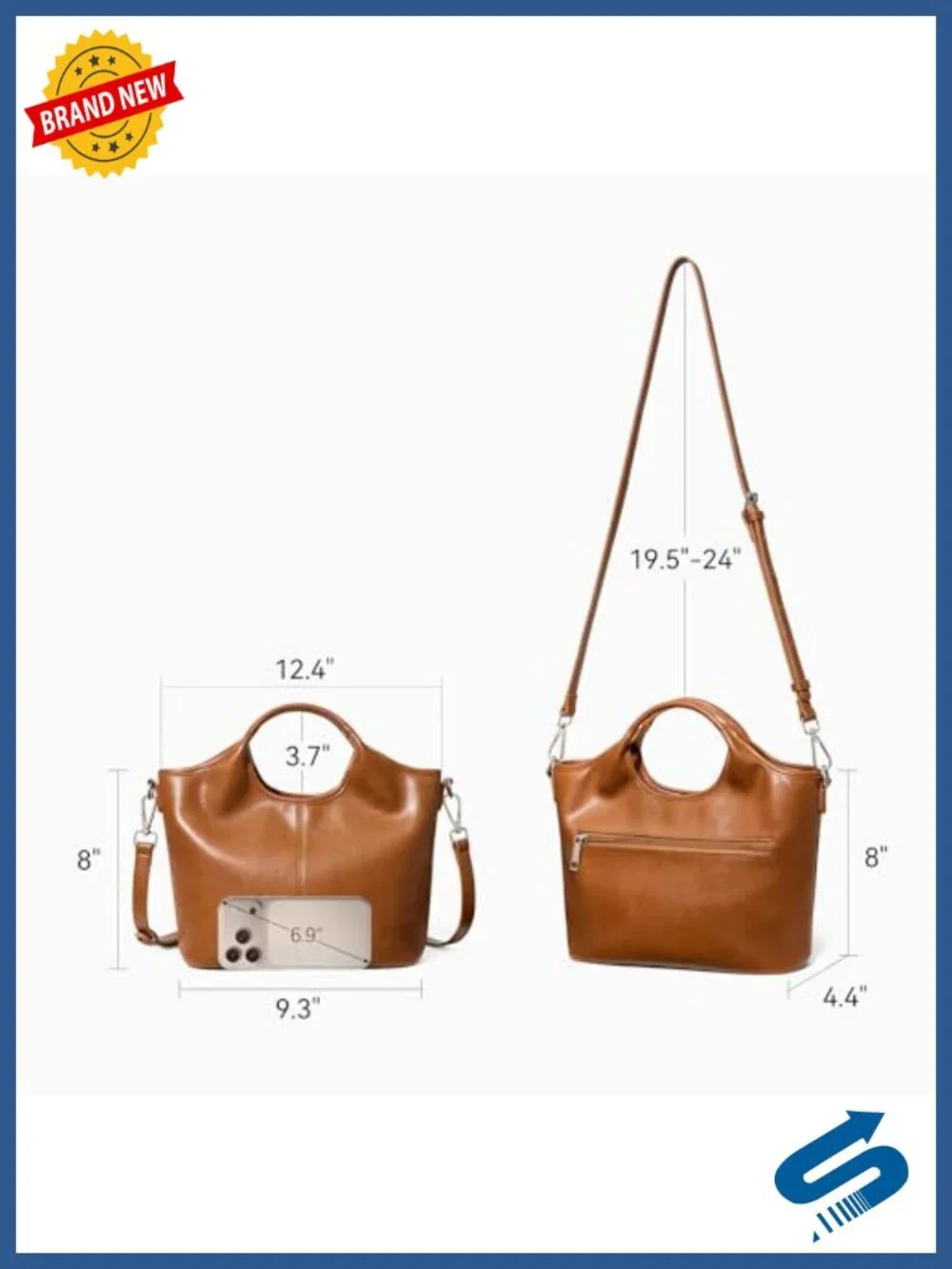 Vegan Leather Crossbody Satchel Purse with Adjustable Strap